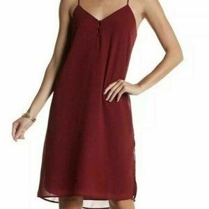 Dee Elly Dress Size Small Side Slit Sleeveless Wine Burgundy Vacation D2
